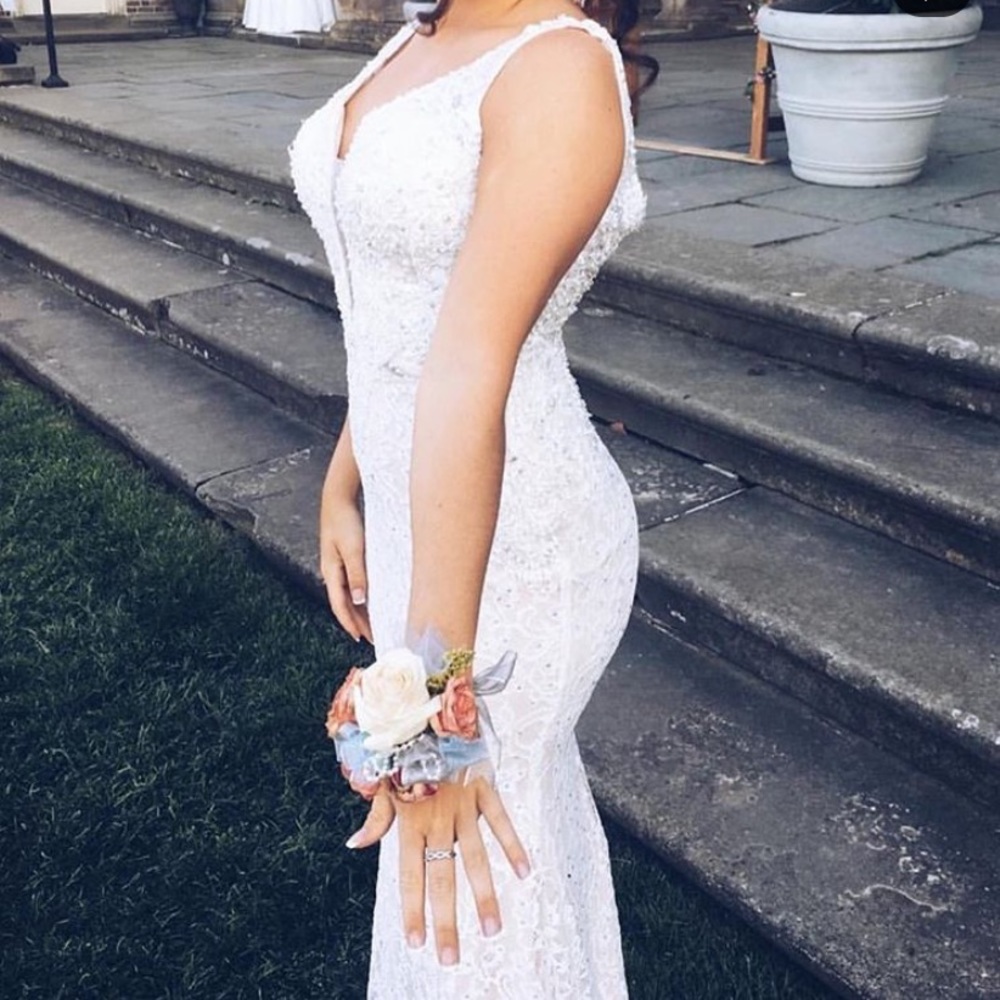 White sparkly prom dress
